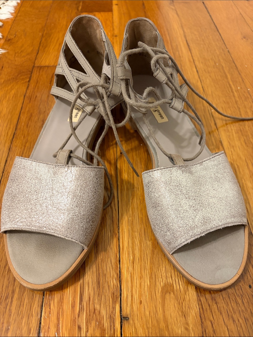Paul Green Lace-Up Open-Toe Sandals in Light Taupe